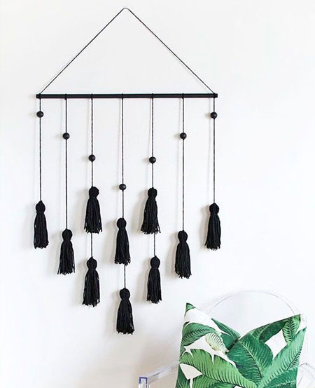 HOME-DZINE | Home and Decor Crafts - A trendy way to use tassels is to make up a wall hanging. You can choose the colour and material type for your tassels to complement existing decor and add texture and interest.