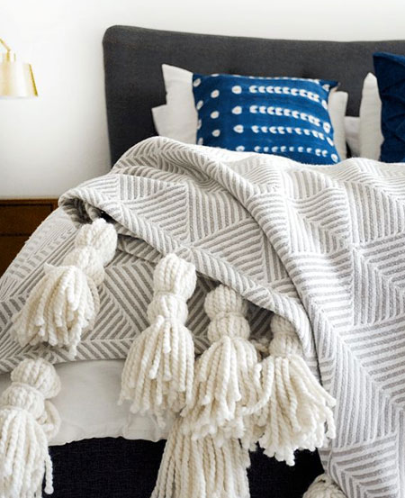 HOME-DZINE | Home and Decor Crafts - yarn tassels around blanket