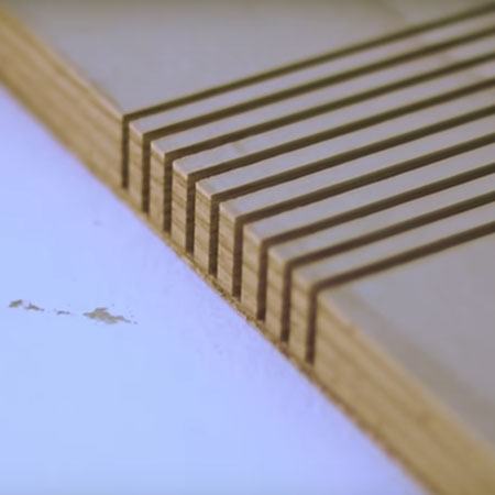 cut slots to bend plywood