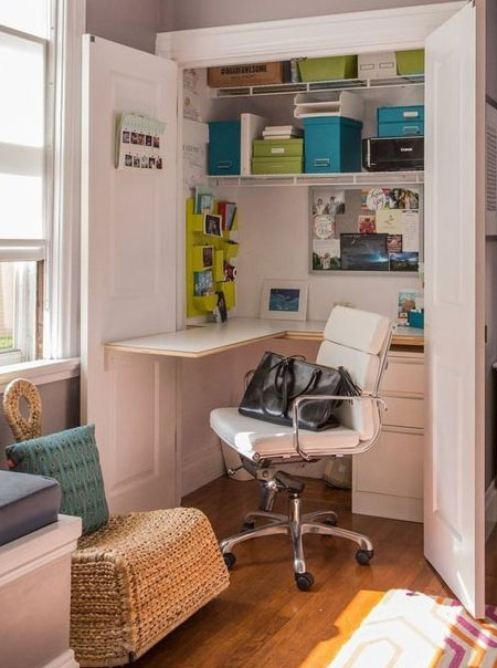 home office in armoire or cupboard