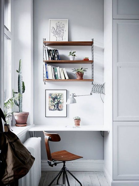 home office in alcove or nook