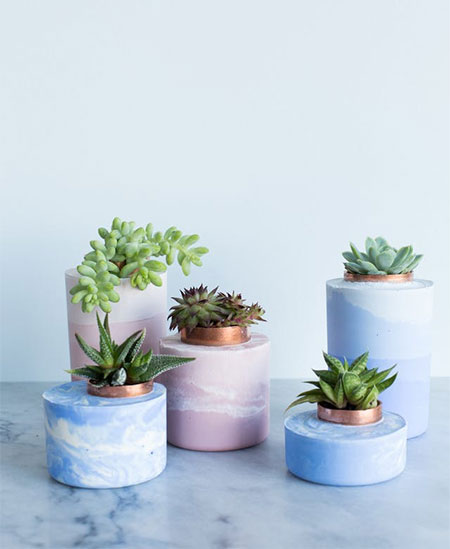make colourful concrete planters
