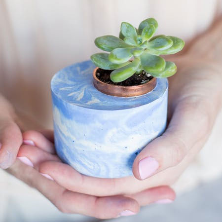 make colourful concrete planters