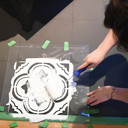 paint floor tiles with Rustoleum Chalked paint