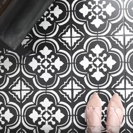 paint floor tiles with Rustoleum Chalked paint