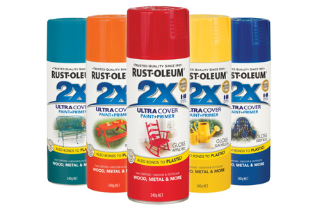 rust-oleum 2X spray paint in bold colours