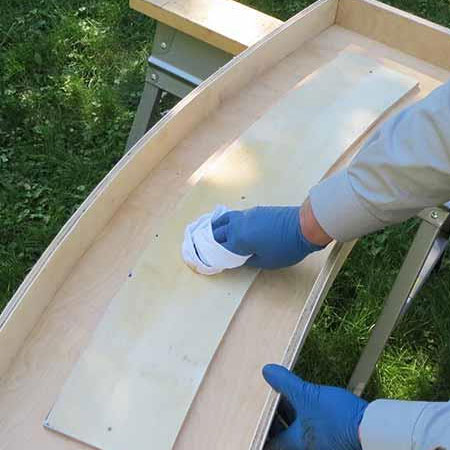 Concrete bench with pebble inlay