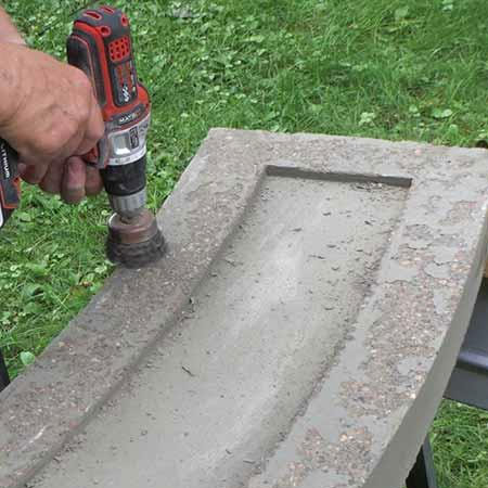 wire brush over concrete