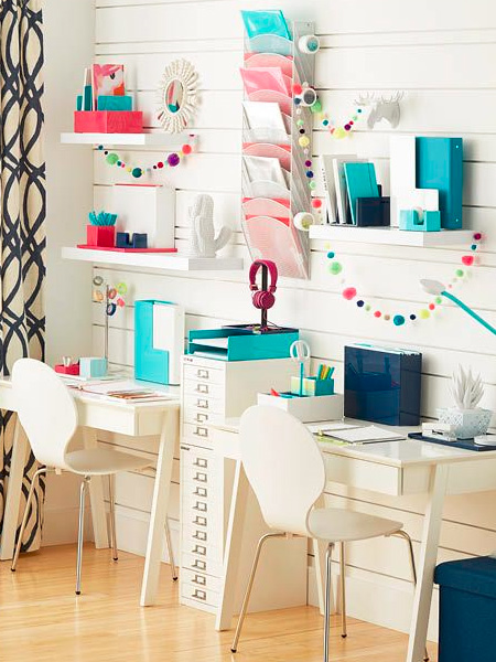 colourful files and folders in home office