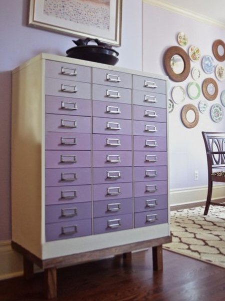 lavender ombre paint effect on furniture