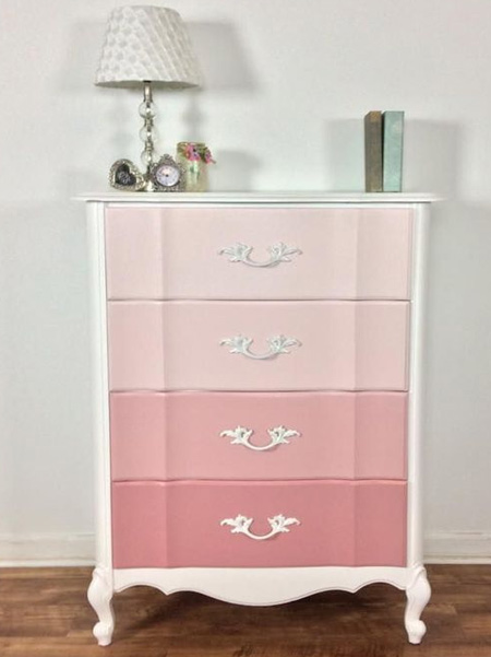 pink ombre paint effect on furniture