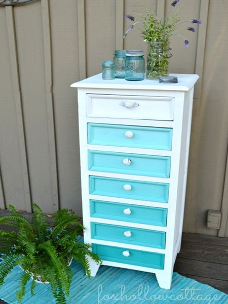 aqua blue ombre painted furniture