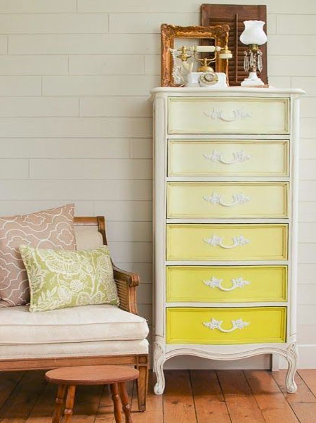 ombre paint technique on chest of drawers