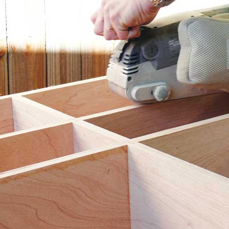 sand the plywood boxes