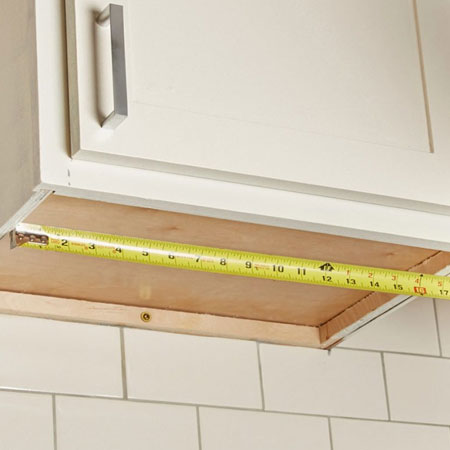 measure the space under cupboard
