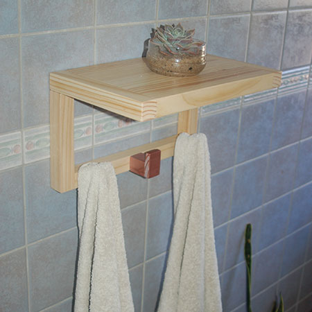 make diy bath towel rack and shelf