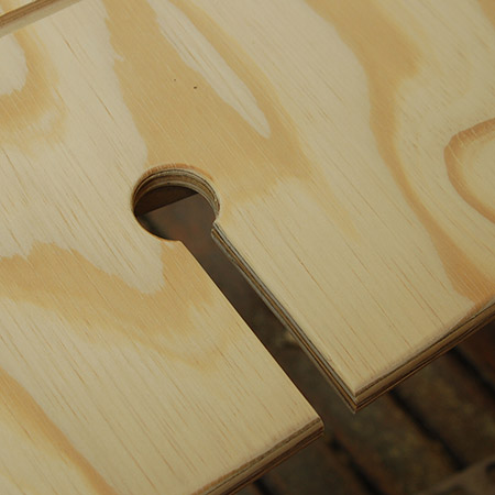 BELOW: Cut out holder and slot for a wineglass.