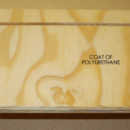 Rust-Oleum Ultimate Polyurethane does not leave a yellow tint. We applied polyurethane on the right to show you that it is hard to see the difference.