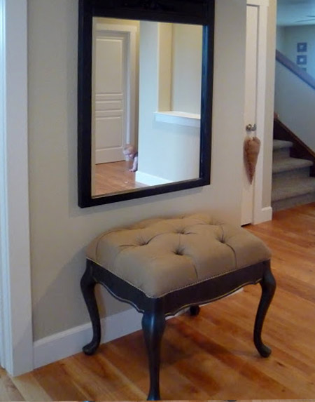 a wooden table was transformed into a comfortable and trendy stool without too much effort.