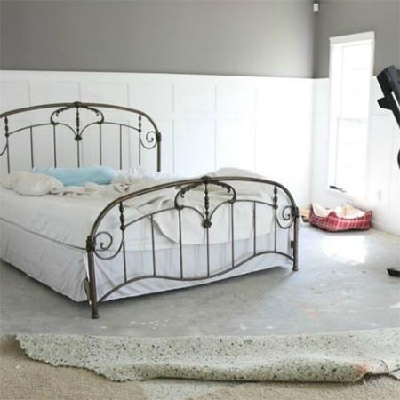 rip out the carpet and add a painted stencil to the concrete floor
