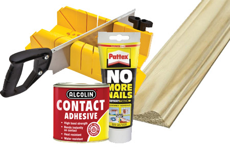 Pine moulding isn't expense and can easily be cut using a mitre box