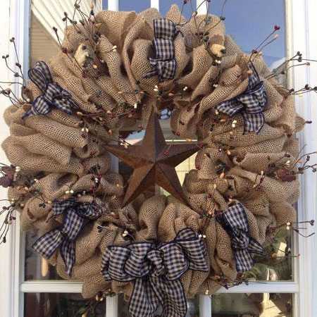 burlap and ribbon wreath