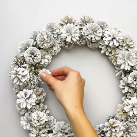 Bleached Pine Cone Wreath