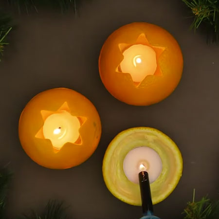 orange skin festive candle