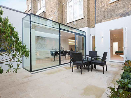 glass extension or conservatory
