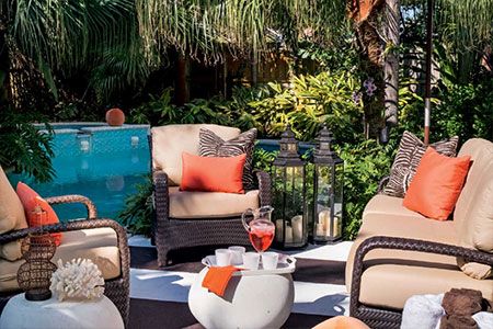 comfortable poolside garden furniture