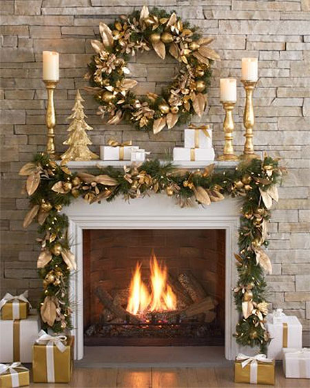 gold mantlepiece decorations