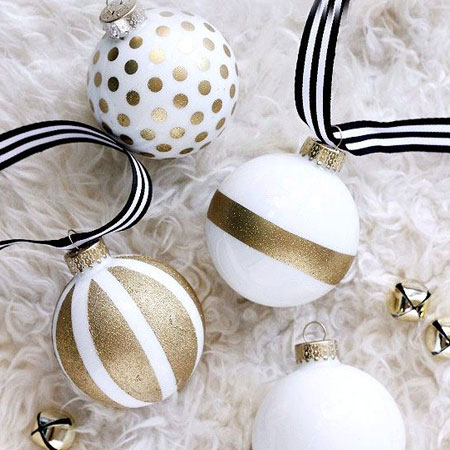 repurpose old ornaments with gold spray paint