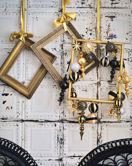 gold spray painted frames festive display