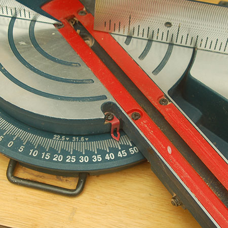 cutting bevels or 45-degree angles on mitre saw