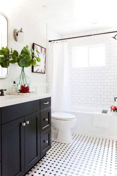black and white bathroom floors