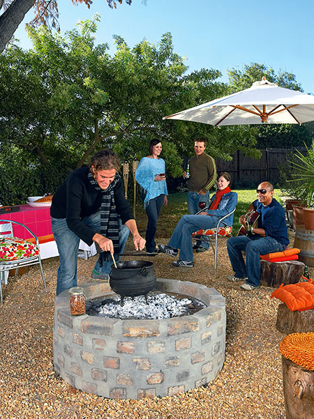 build an outdoor brick firepit
