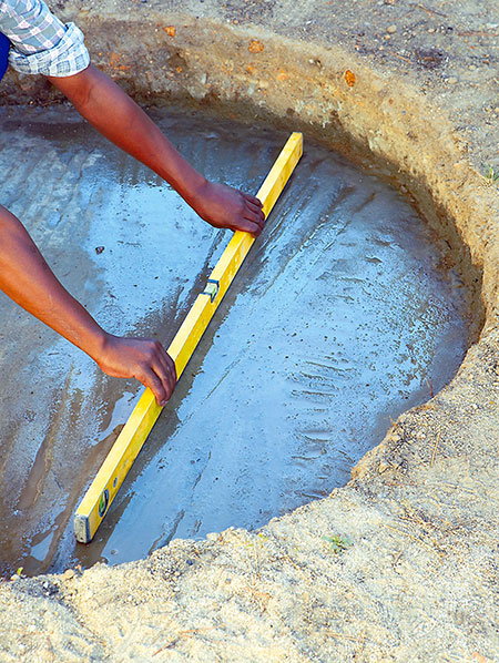 level concrete for firepit base