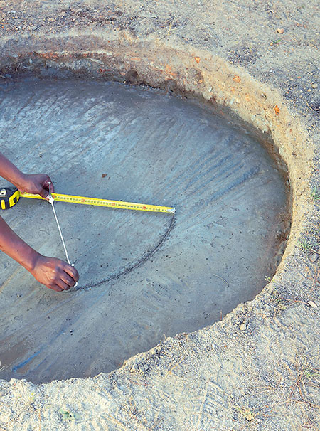 mark location for firepit wall