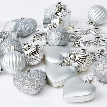silver christmas tree decorations