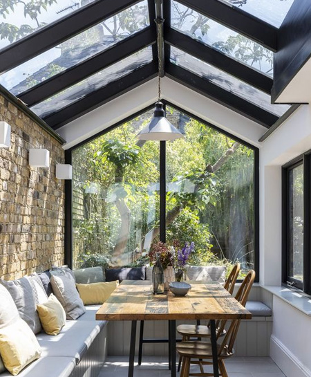 sunroom with dining table
