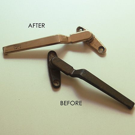 restore brass window hardware with dremel multitool