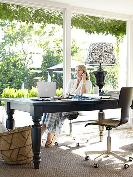 dining table becomes home office desk