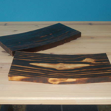 shou sugi ban pine platter in two designs