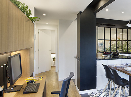 home office in open plan living area