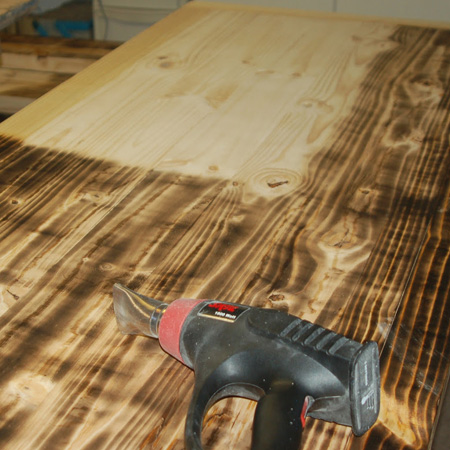 tutorial for farmhouse table with Rust-Oleum wood stain finish