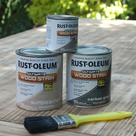 tutorial for farmhouse table with Rust-Oleum wood stain finish