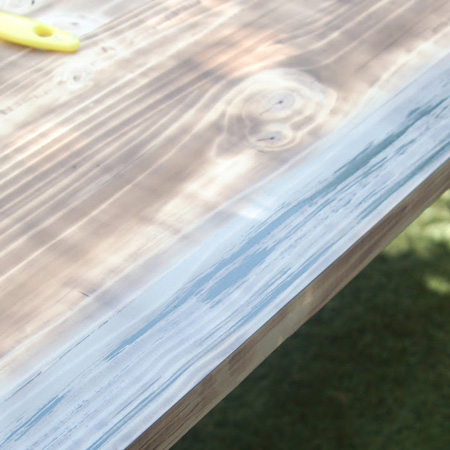 tutorial for farmhouse table with Rust-Oleum wood stain finish