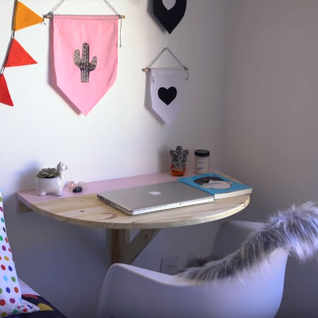 Compact Fold-Down Desk for Child's Bedroom