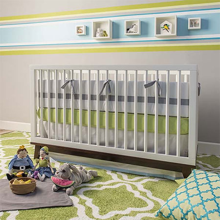 Add visual interest to a Nursery with Colourful Stripes