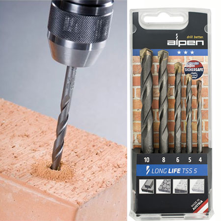Alpen Long-Life Masonry 5-piece TSS 5 drill bit set